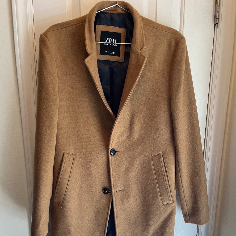 Zara Men’s Wool Blend Coat -  Size M - Thigh Length